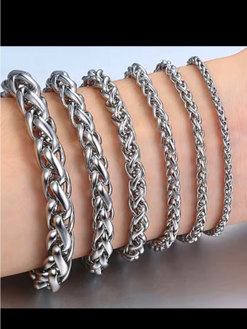 Men’s wheat chain stainless steel bracelet
